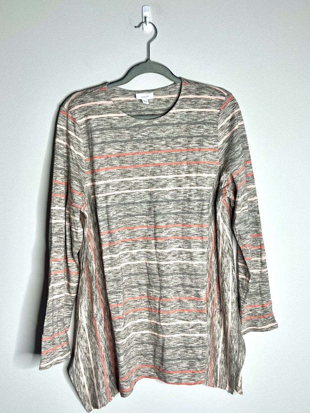 J. Jill Pure Jill Striped Tunic Top Shark Bite Hem Modal Blend Preppy Career L